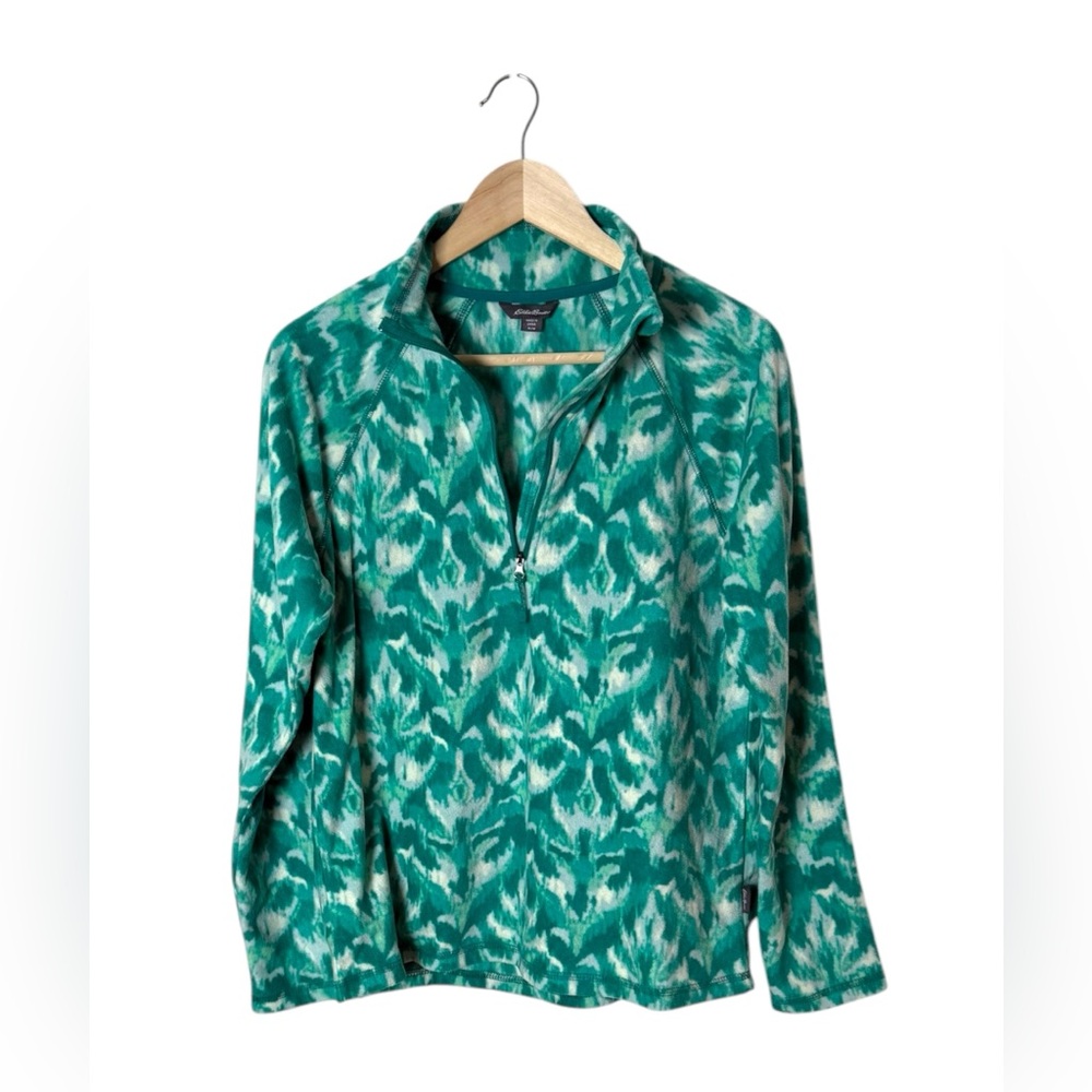 Eddie Bauer green nature‎ fleece long sleeve quarter zip pullover Medium